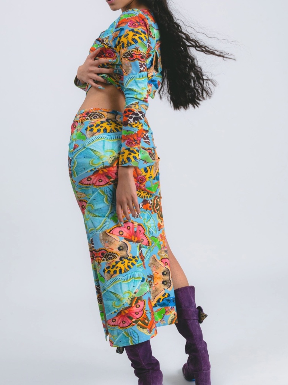 abacaxi Moth Print Midi Slip Skirt (NWT)